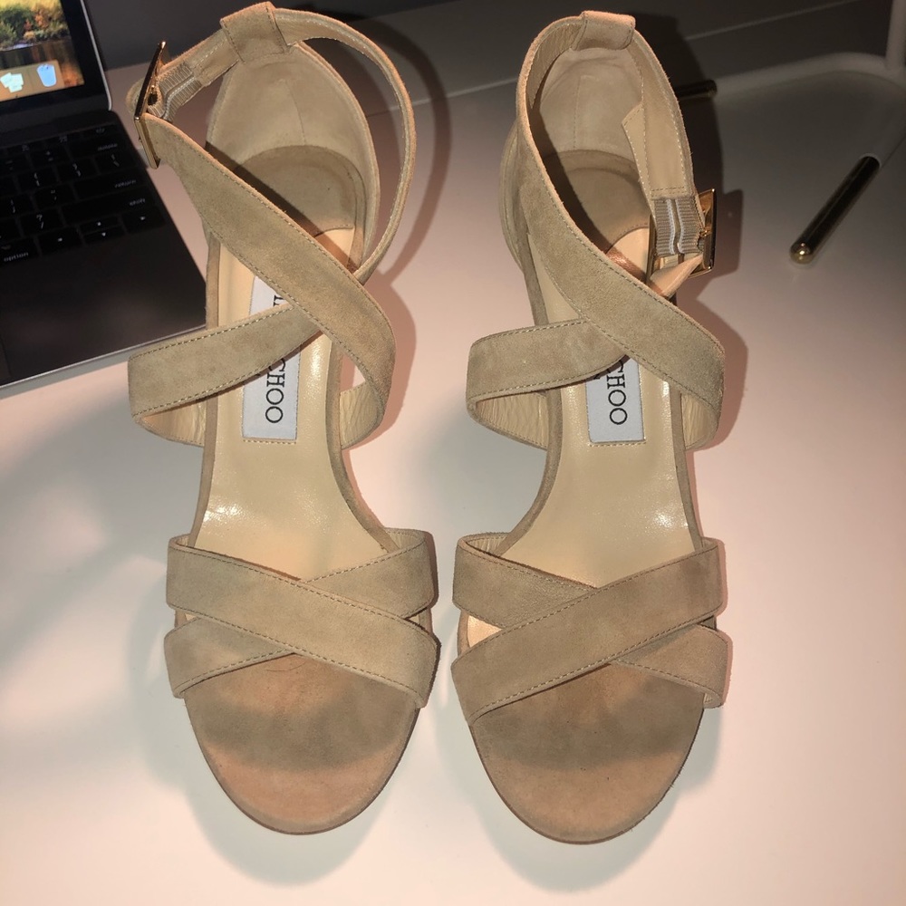 Jimmy choo nude suede heels